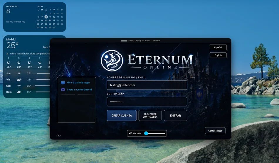 Modo ventana y login rediseñado